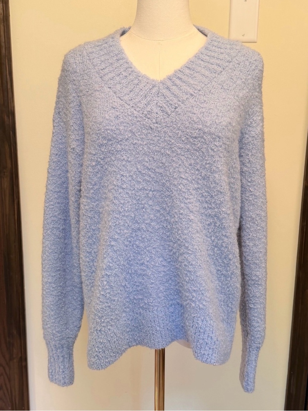 Aerie Soft V-Neck Oversized Cozy Women's Sweater in Light Blue